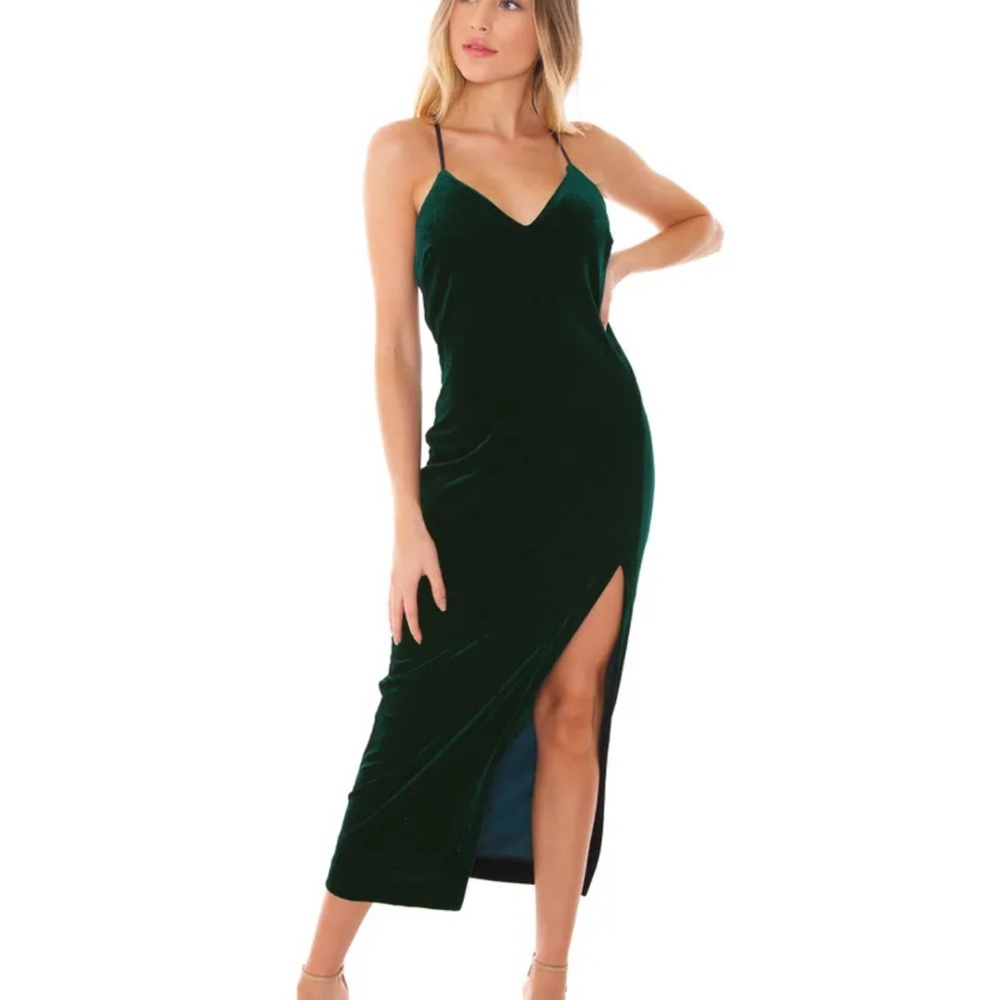 Bardot midi dress in forest